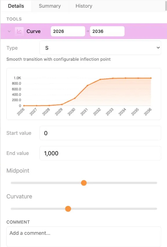 Curve tool interface