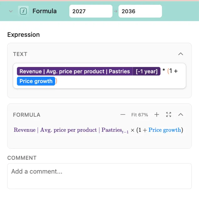 Formula tool interface
