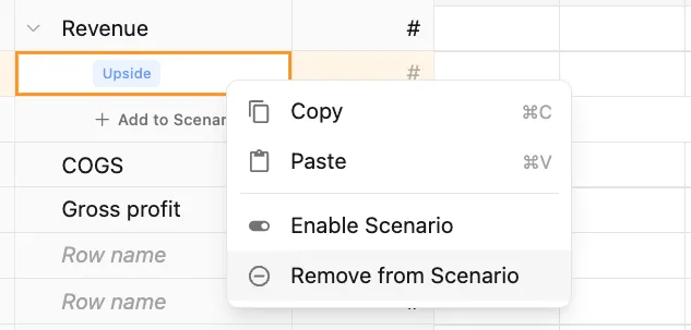 Remove from scenario context menu