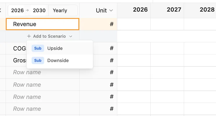 Scenario specification option