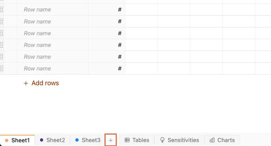 Sheet add button