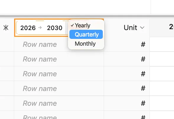 Timeline interval dropdown