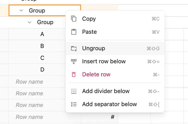 Ungroup option